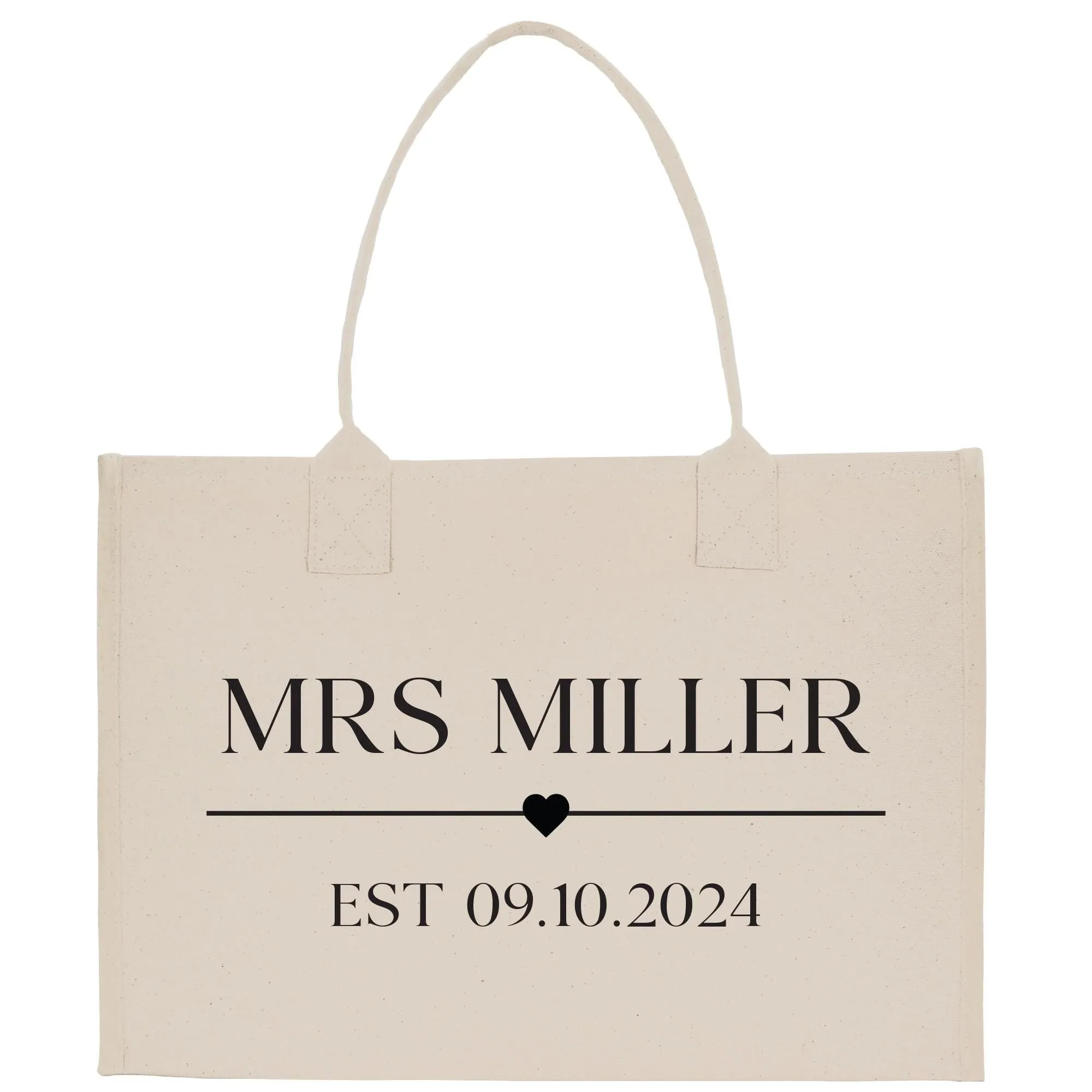 Mrs. Last Name Est Year Tote Bag Personalized Date Wedding Gift Tote Bridal Shower Gift Honeymoon Gift Customized Bridesmaid Gift (MRST1001)