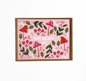 Mushroom Happy Holidays Card