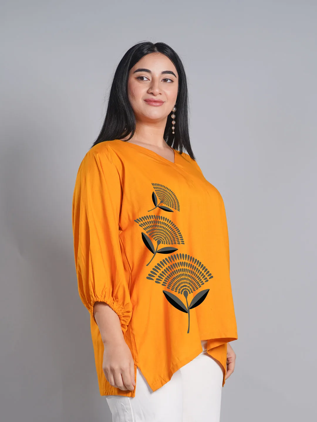 Mustard Rayon Top - PetalPerfection