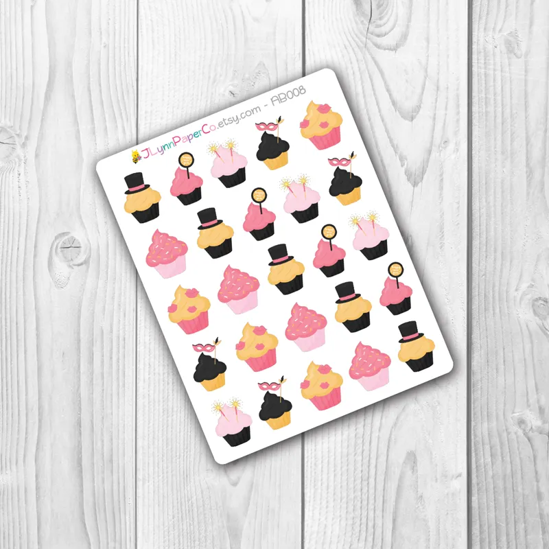 New Year's Holiday Cupcake Stickers | AB001