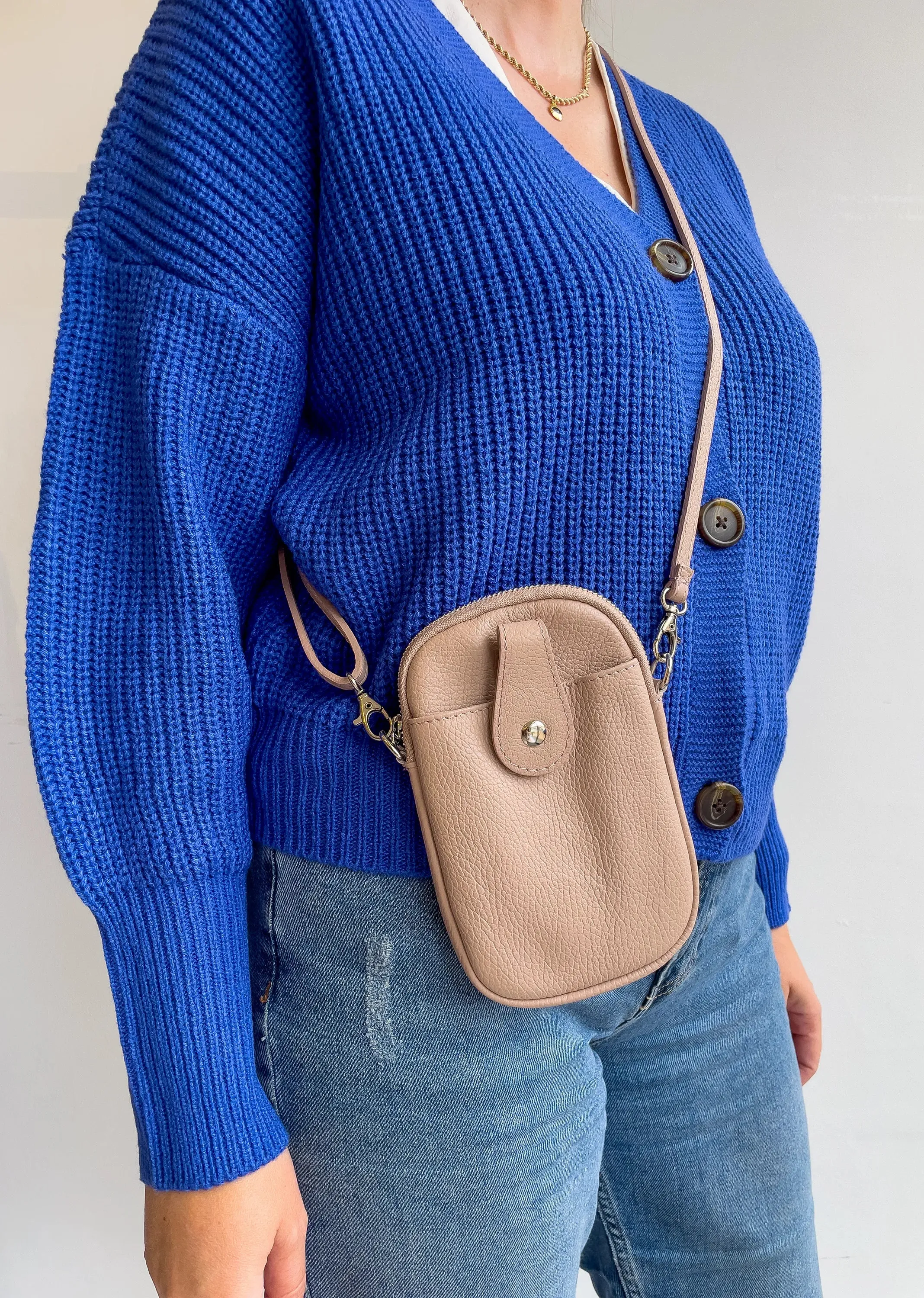 On the Go Leather Phone Bag