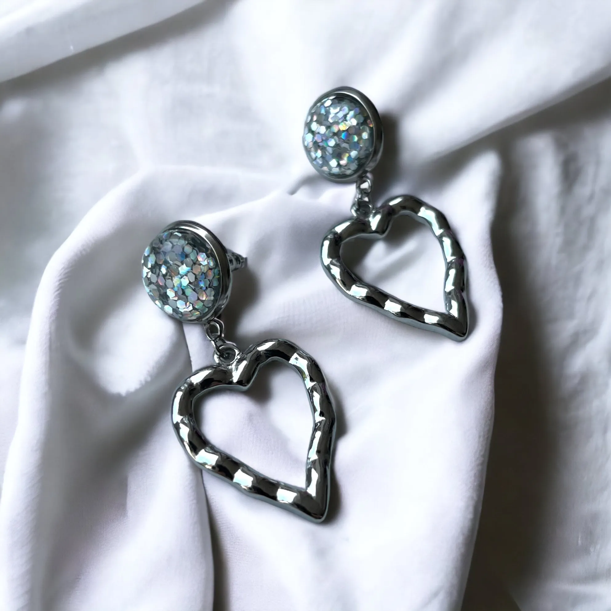 Oorbel Cabochon hanger sparkling love