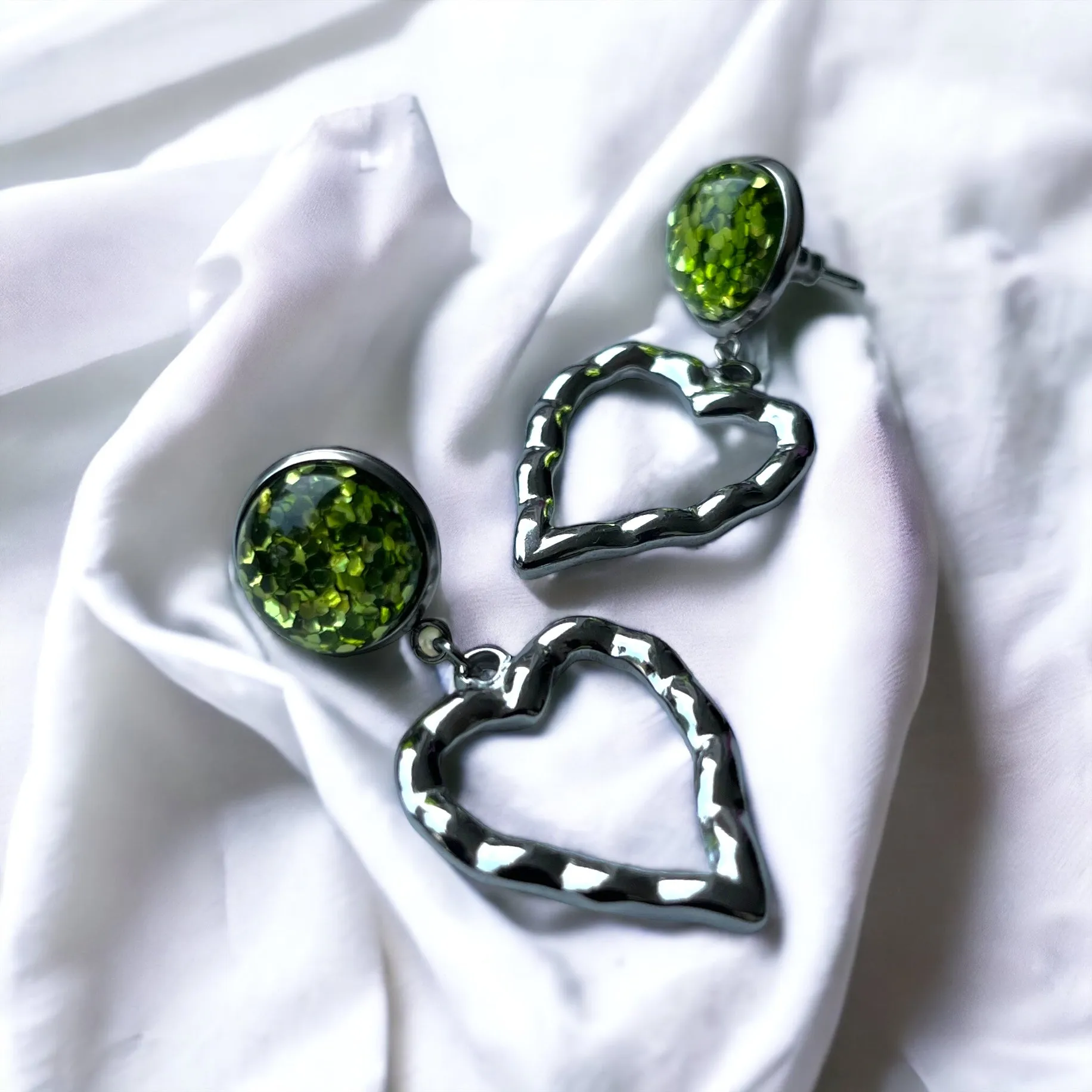 Oorbel Cabochon hanger sparkling love