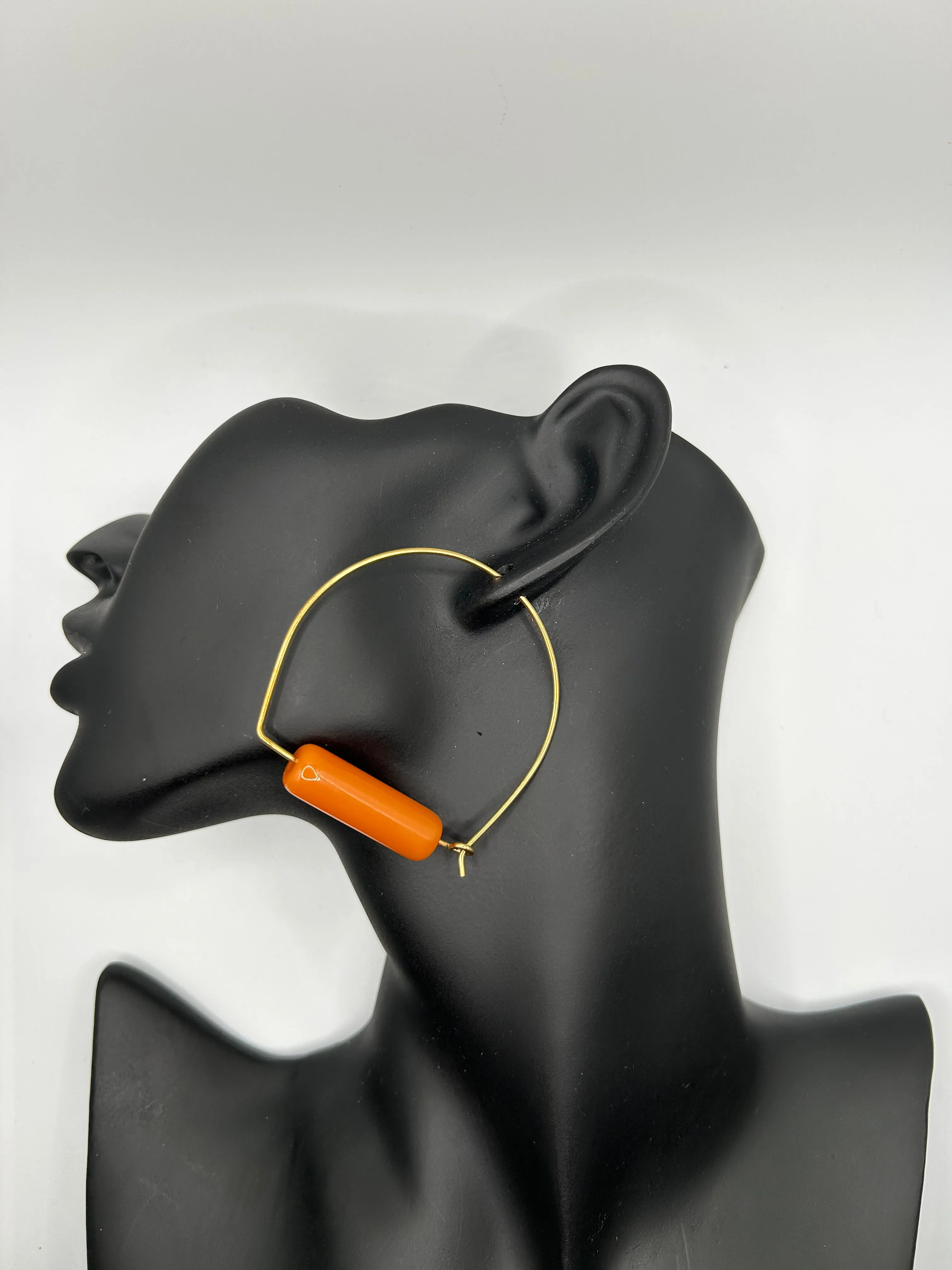 Orange Resin Brass Hoops