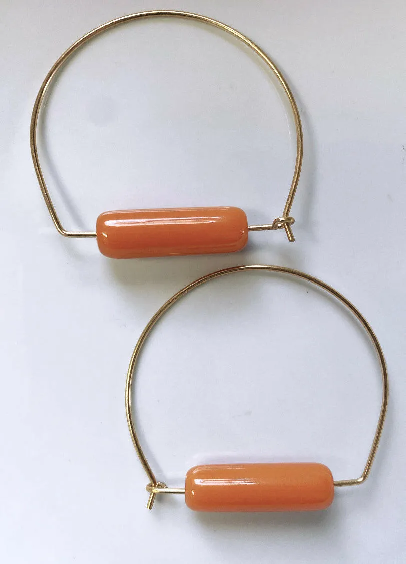 Orange Resin Brass Hoops