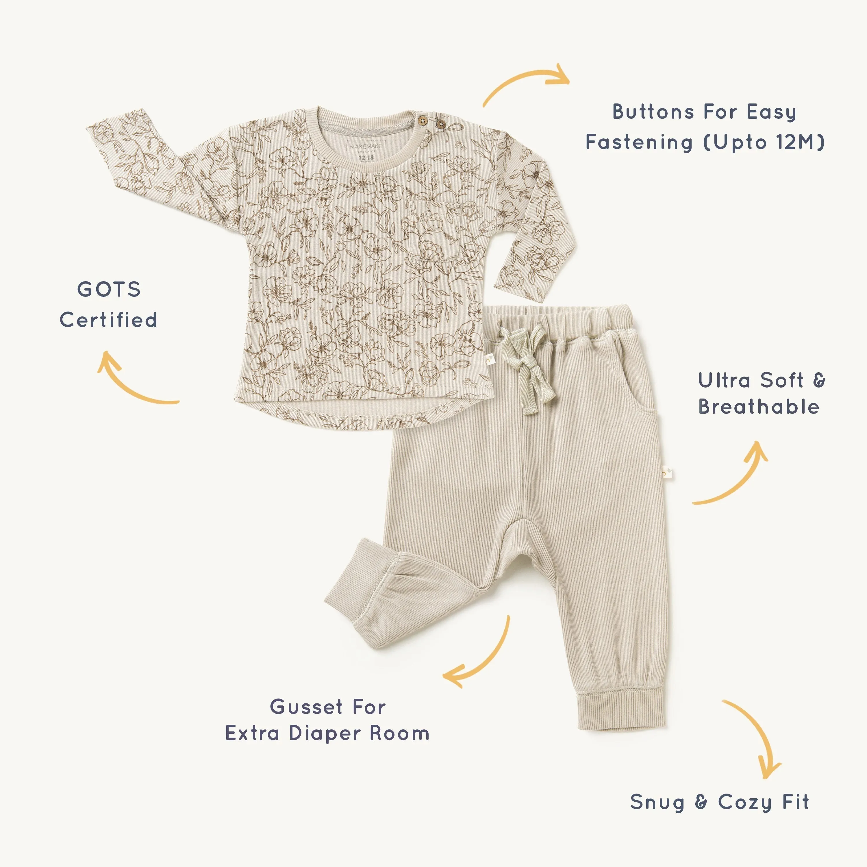 Organic Toddler T-shirt & Pant Set - Vintage Bloom