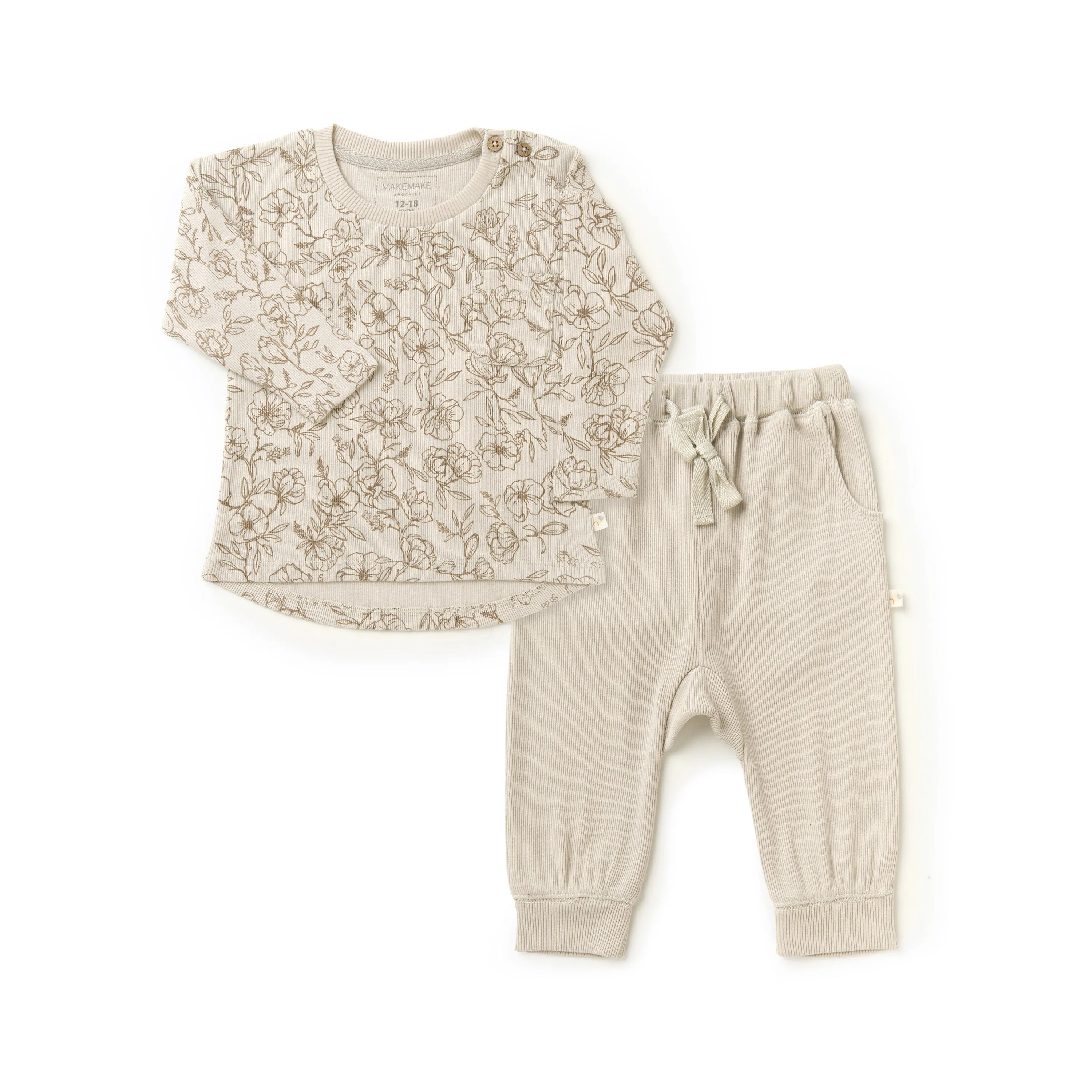 Organic Toddler T-shirt & Pant Set - Vintage Bloom