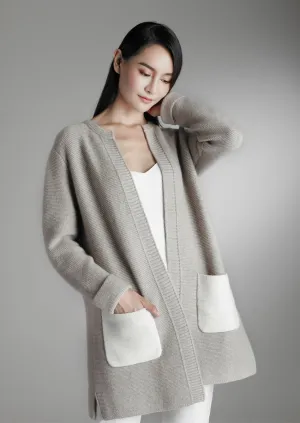 Patched pockets cashmere cardigan