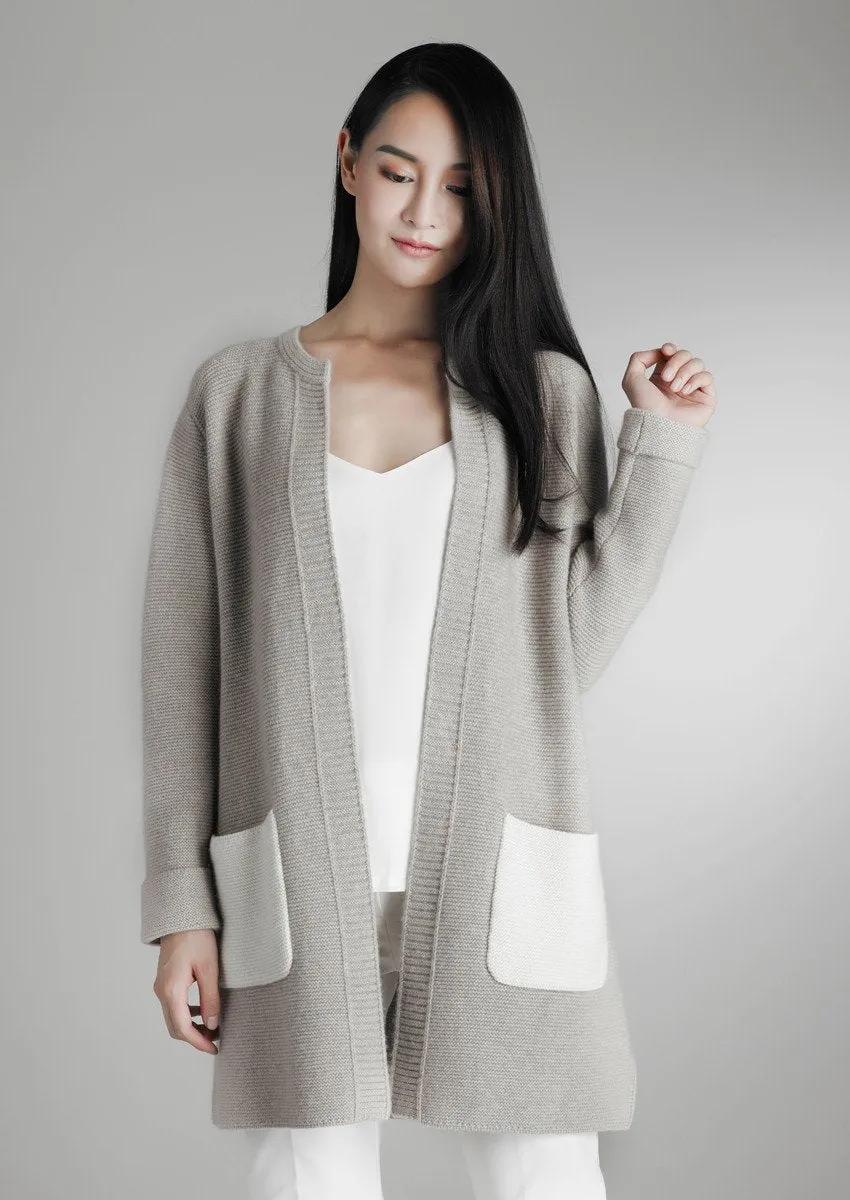 Patched pockets cashmere cardigan