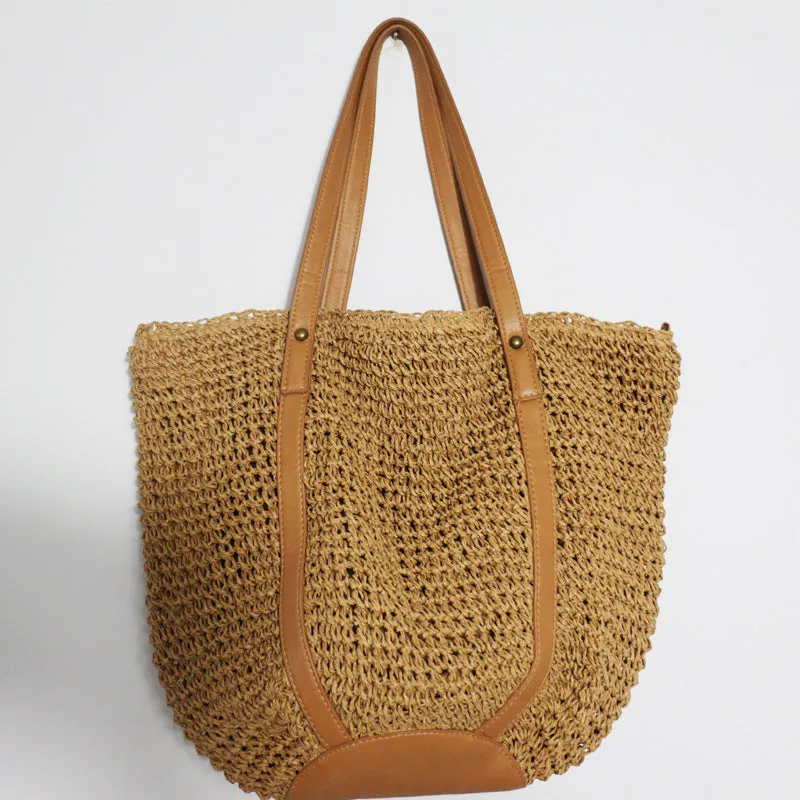 Paziye Large Capacity Bucket Straw Tote Bag