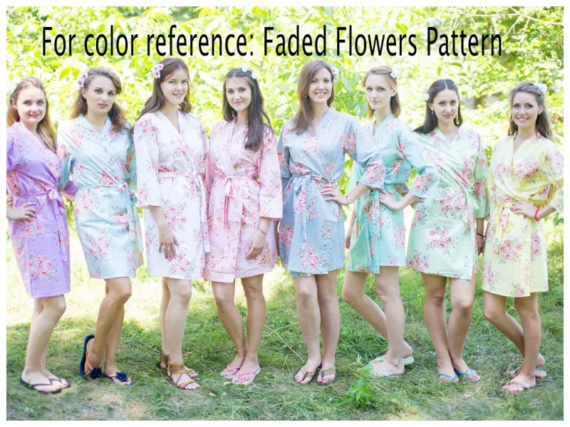 Pink Charming Collars Style Caftan in Faded Flowers Pattern