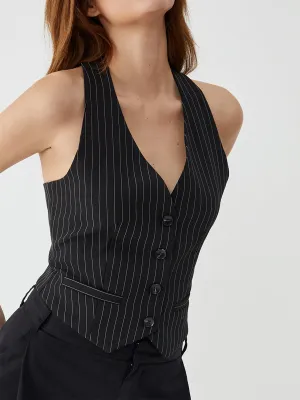 Pinstripe Charming Halter Vest