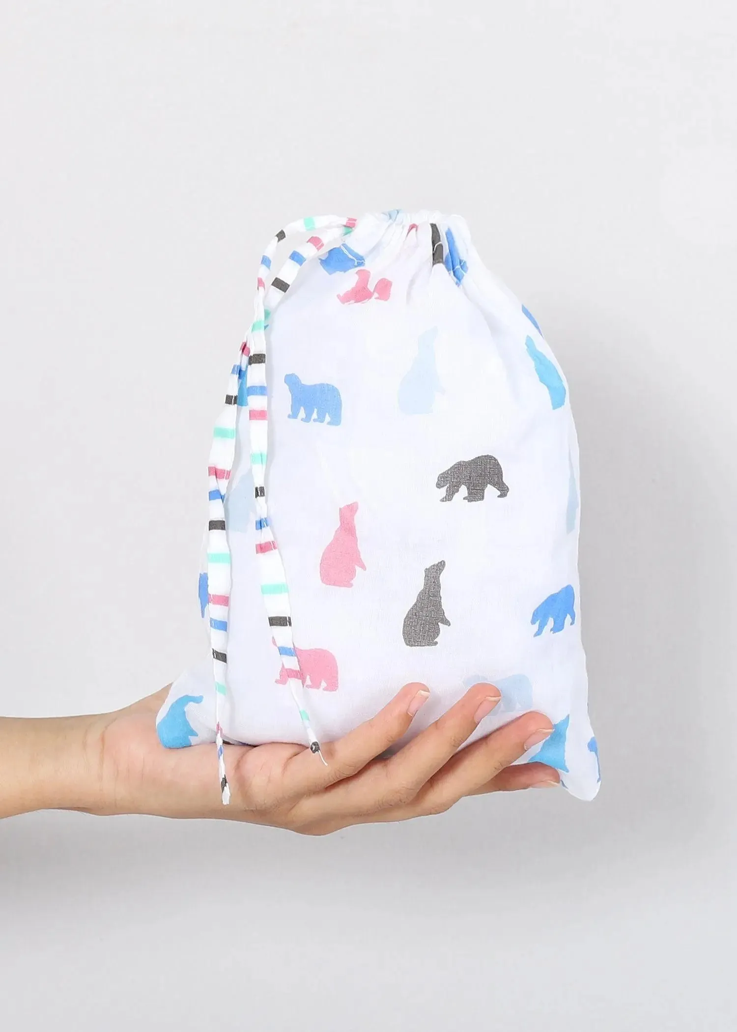 Plush Bear White/Mint Cotton Potli Hamper Baby