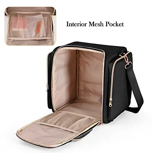 Prokva Travel Makeup Bag with 5 Removable Cases, Large Cosmetic Case Make up Organizer with Strap and Multiple Storage Pockets, Black (Patented Design)