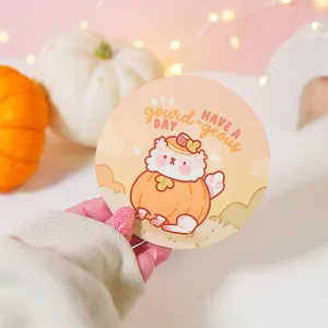 Puddin' the Dog Pumpkin Coaster | Gourd-geous Day | Cute Kawaii Autumn Cottagecore Decor