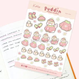 Puddin the Dog Winter Woolies Sticker Sheet | Kawaii Planner Stickers | Cute Cozy Reminder Stickers | PUD 001