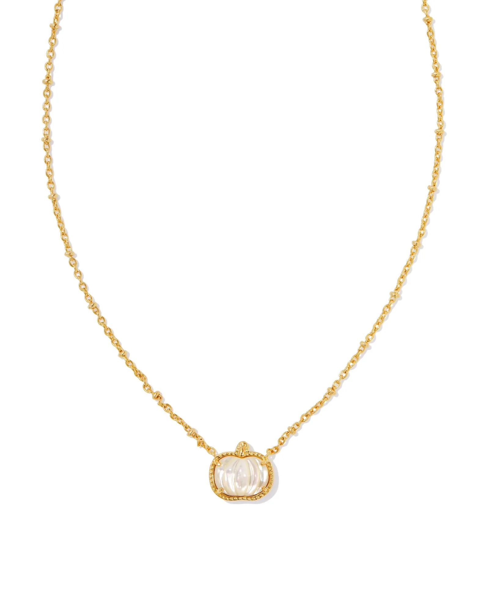 Pumpkin Short Pendant Necklace in Gold Ivory Mother of Pearl
