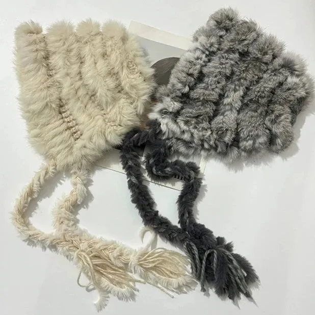 Rabbit Fur Blended Woolen Hat
