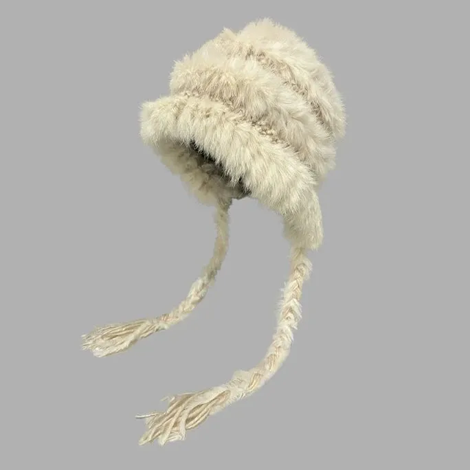 Rabbit Fur Blended Woolen Hat