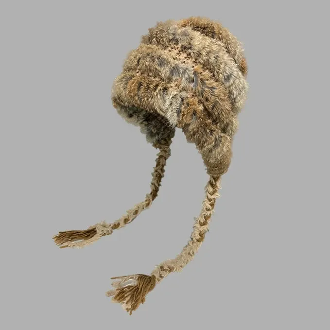 Rabbit Fur Blended Woolen Hat