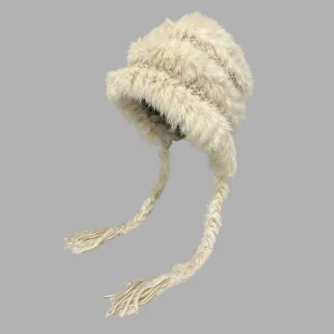 Rabbit Fur Blended Woolen Hat