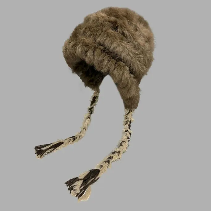 Rabbit Fur Blended Woolen Hat