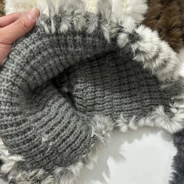 Rabbit Fur Blended Woolen Hat