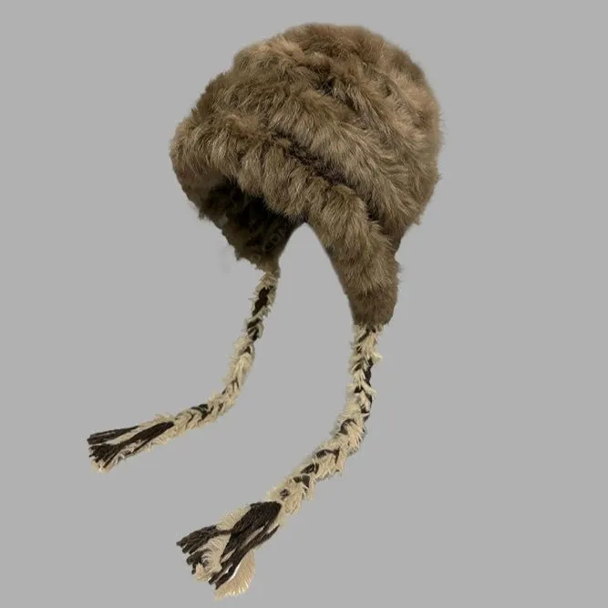 Rabbit Fur Blended Woolen Hat