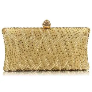 Rhinestone Embellished Evening Bag - Golden