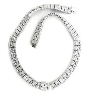 Rhodium Brass Necklace with AAA Grade CZ in Clear for Women Style 7X410