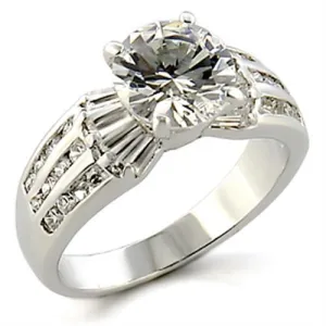 Rhodium Brass Ring with AAA Grade CZ in Clear for Women Style 96313
