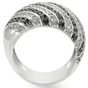 Rhodium   Ruthenium Brass Ring with AAA Grade CZ in Jet for Women Style 0W351
