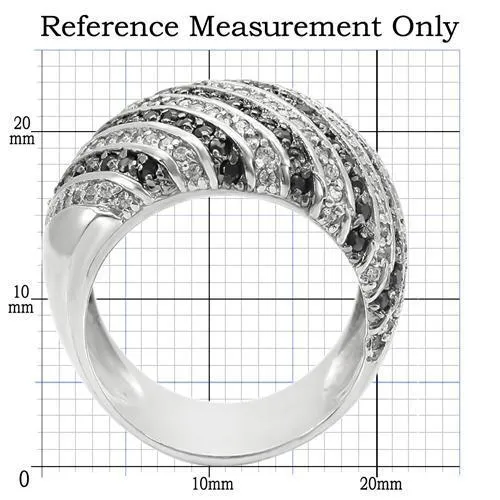 Rhodium   Ruthenium Brass Ring with AAA Grade CZ in Jet for Women Style 0W351