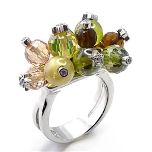 Ring AAA GRD CZ Multi 6X018 for Women Style Rhodium