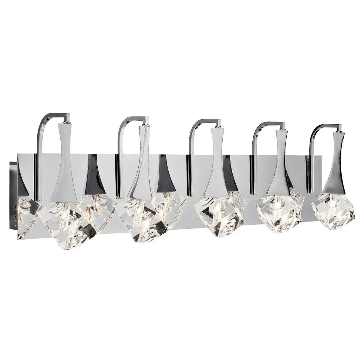 Rockne 32 In 5-Lights LED Bathroom Vanity Light With Clear Optical Crystal Glass, Chrome Finish