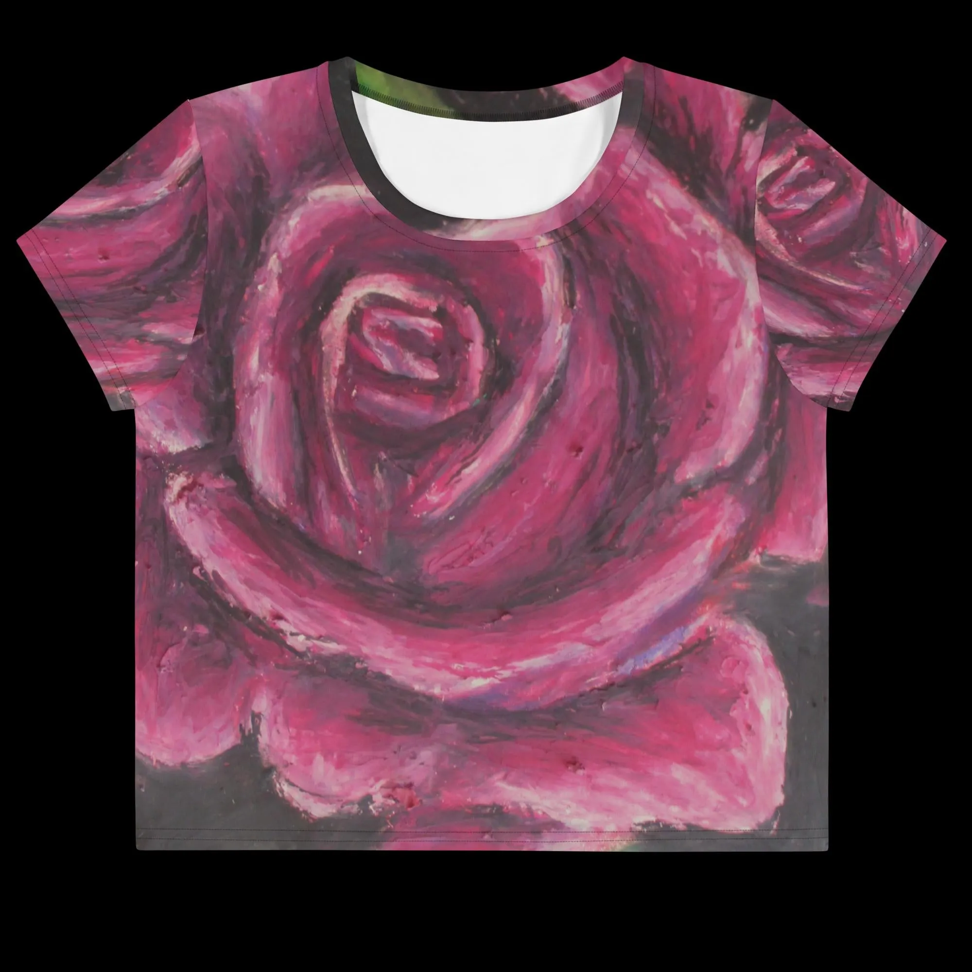 Rosy Pink ~ All-Over Print Crop Tee