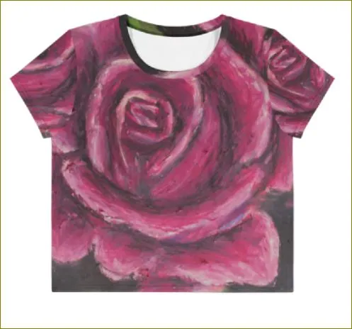 Rosy Pink ~ All-Over Print Crop Tee