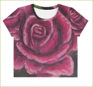 Rosy Pink ~ All-Over Print Crop Tee