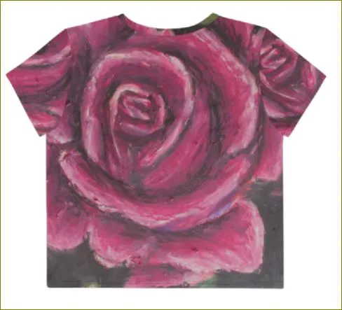 Rosy Pink ~ All-Over Print Crop Tee