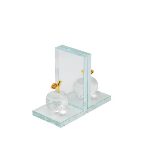 S/2 Crystal Apple Bookends, Clear