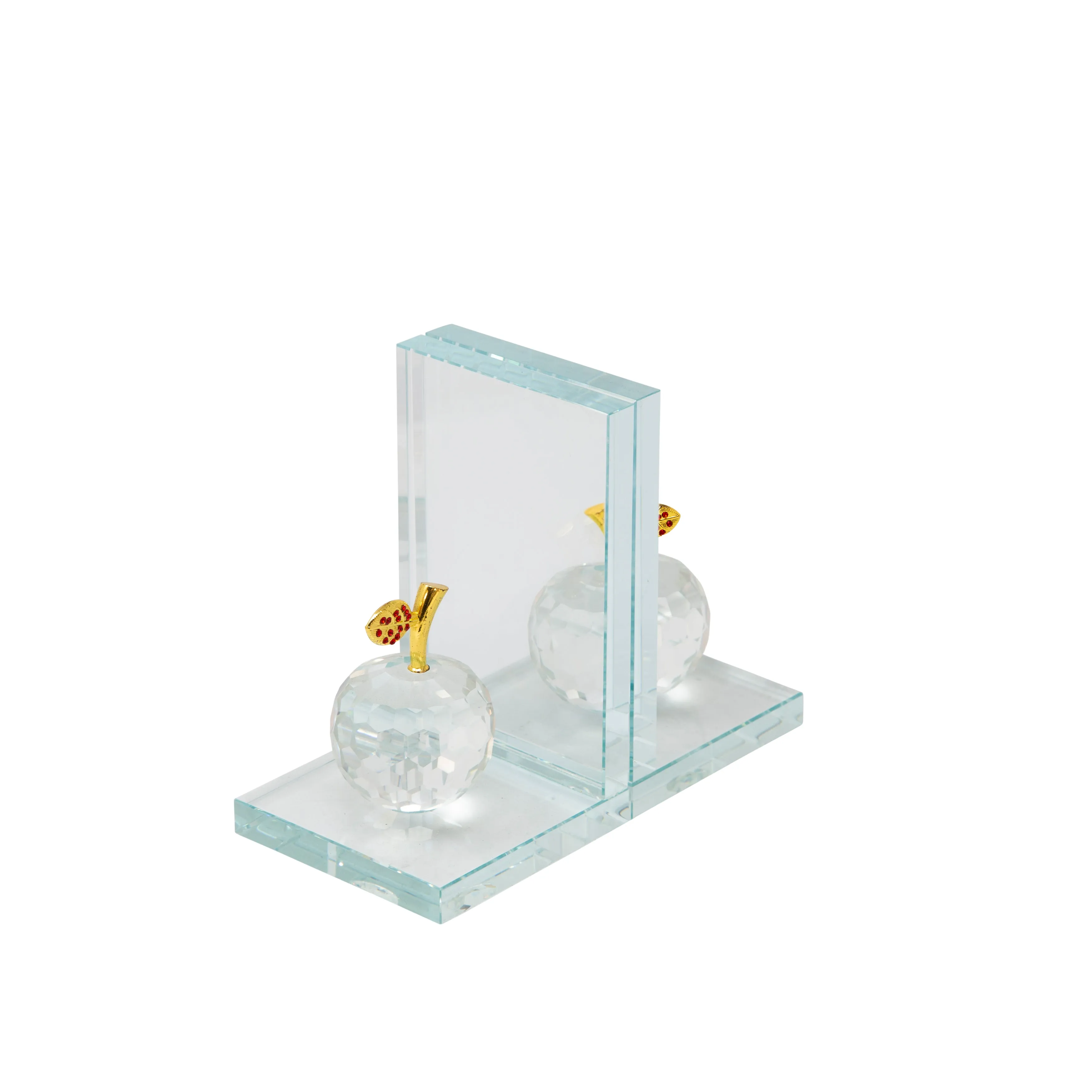 S/2 Crystal Apple Bookends, Clear