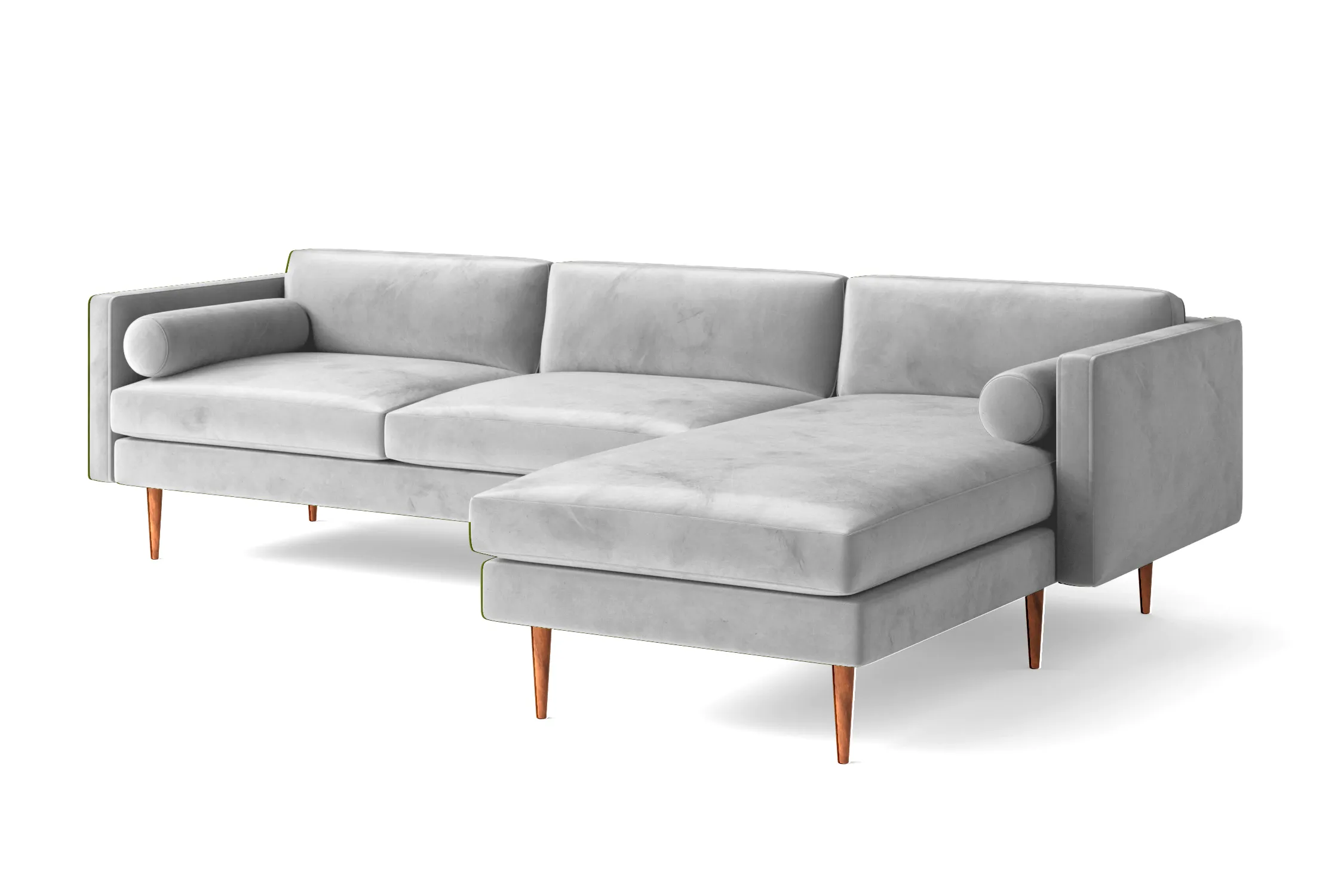Salerno 3 Seater Right Hand Facing Chaise Lounge Corner Sofa White Velvet
