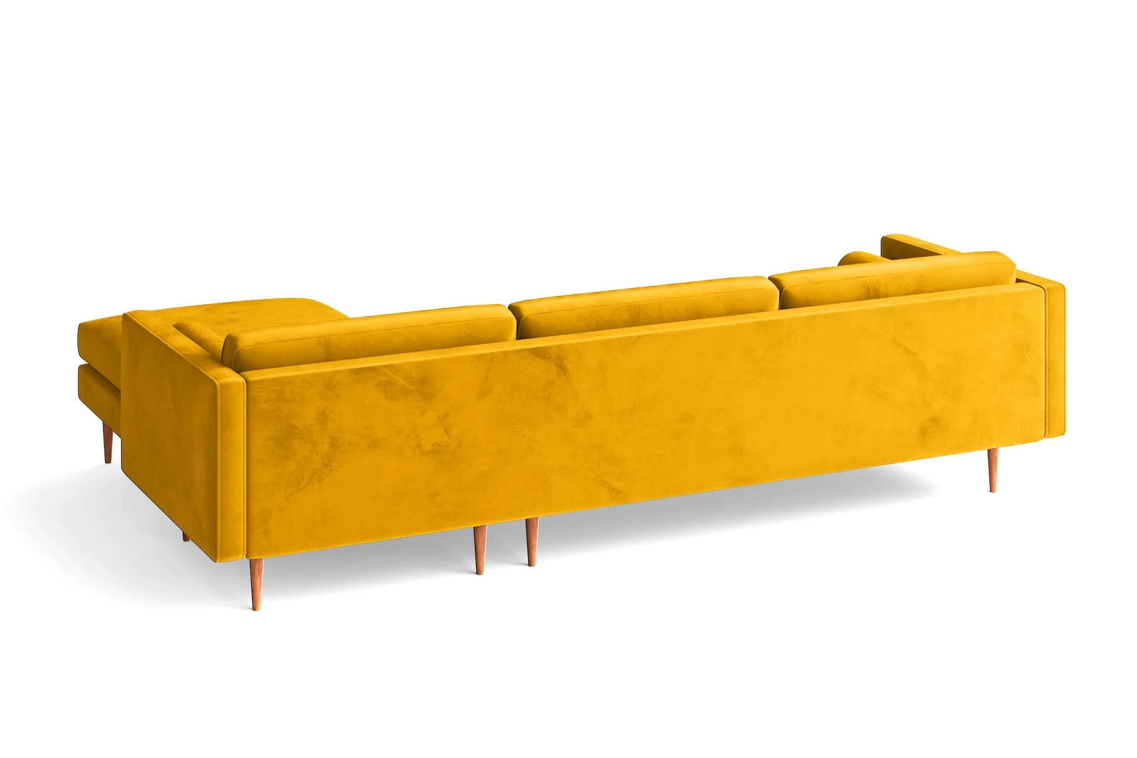 Salerno 3 Seater Right Hand Facing Chaise Lounge Corner Sofa Yellow Velvet