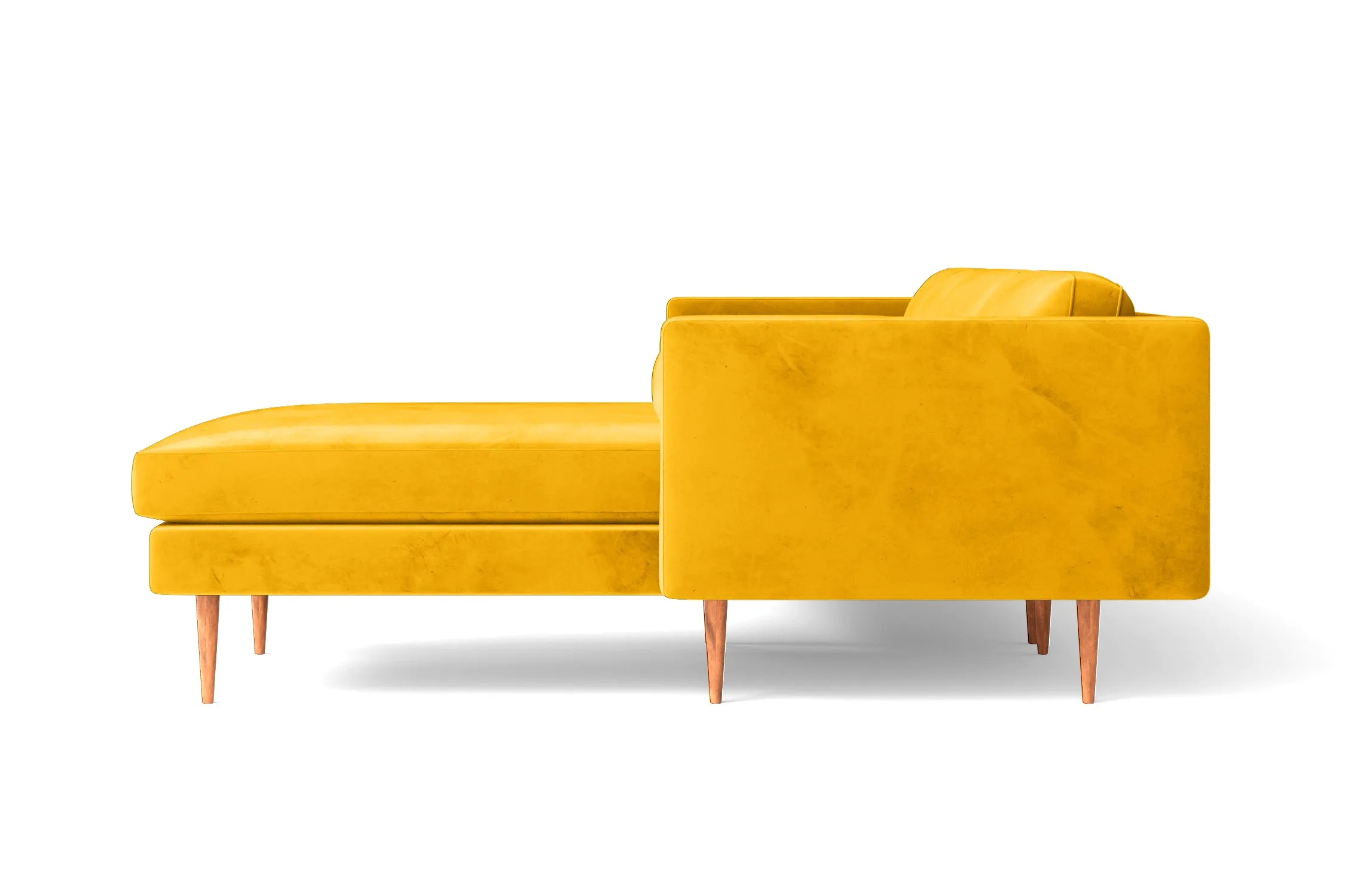 Salerno 3 Seater Right Hand Facing Chaise Lounge Corner Sofa Yellow Velvet