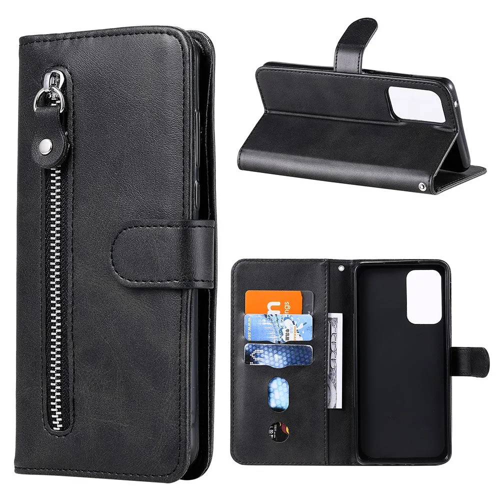 Samsung Galaxy A52s 5G / A52 (5G) Leather Case Flip Cover with Zipper - Black