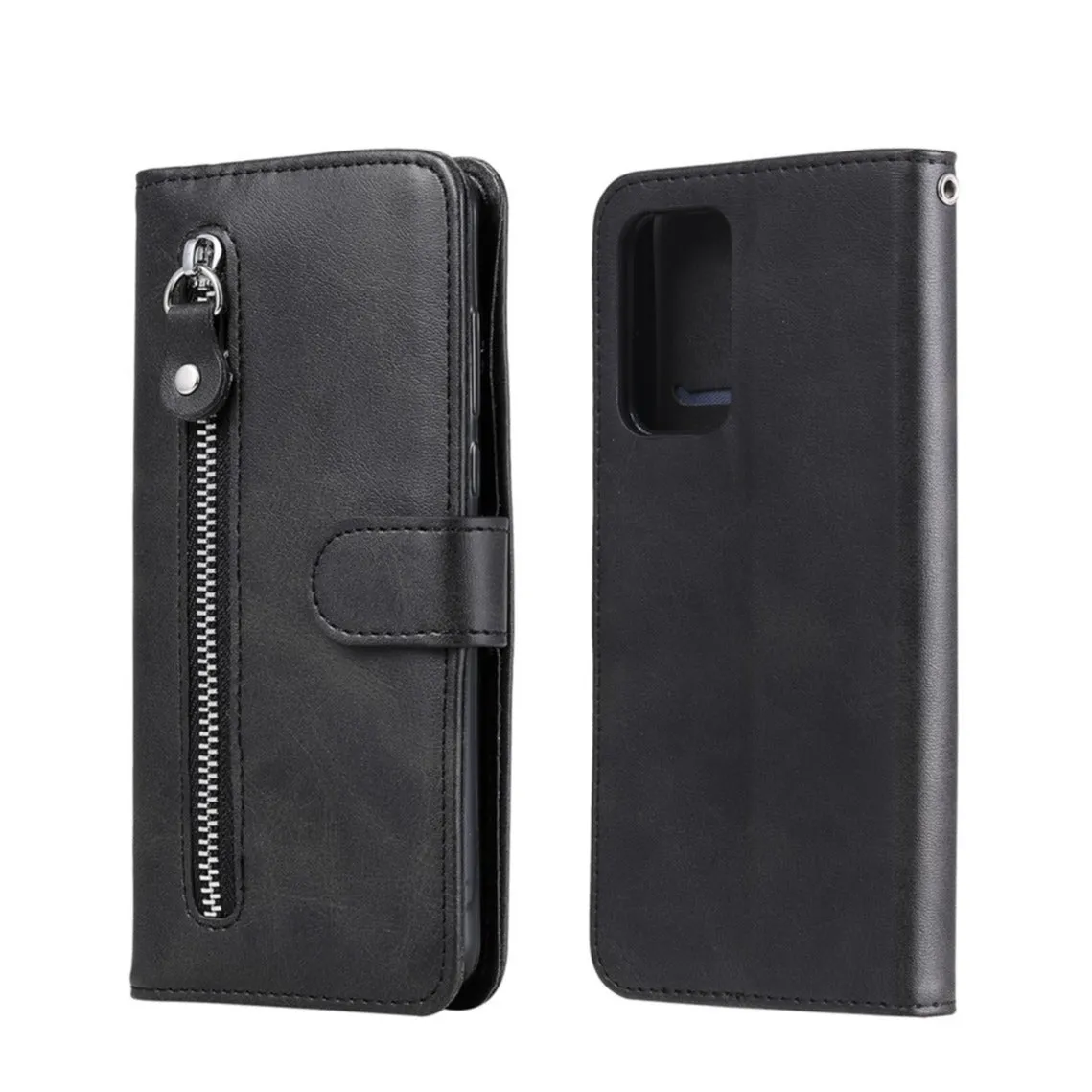 Samsung Galaxy A52s 5G / A52 (5G) Leather Case Flip Cover with Zipper - Black