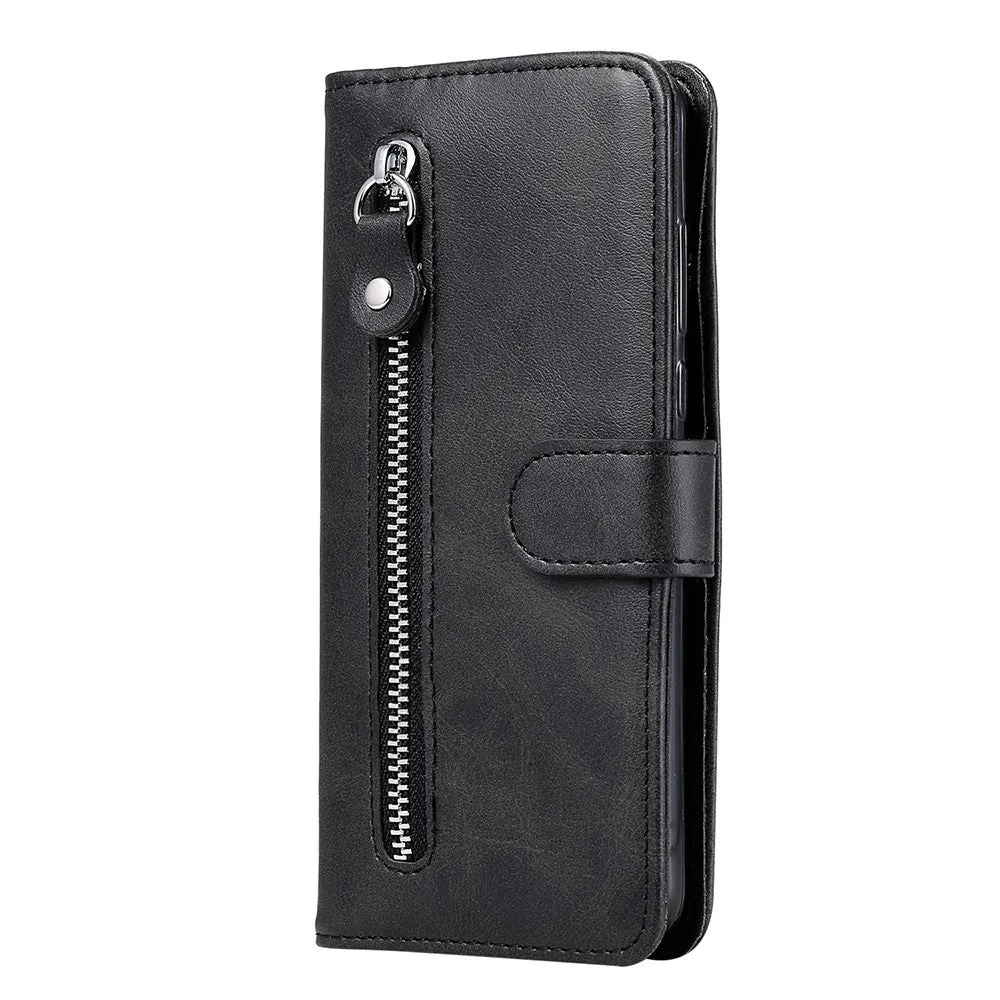 Samsung Galaxy A52s 5G / A52 (5G) Leather Case Flip Cover with Zipper - Black