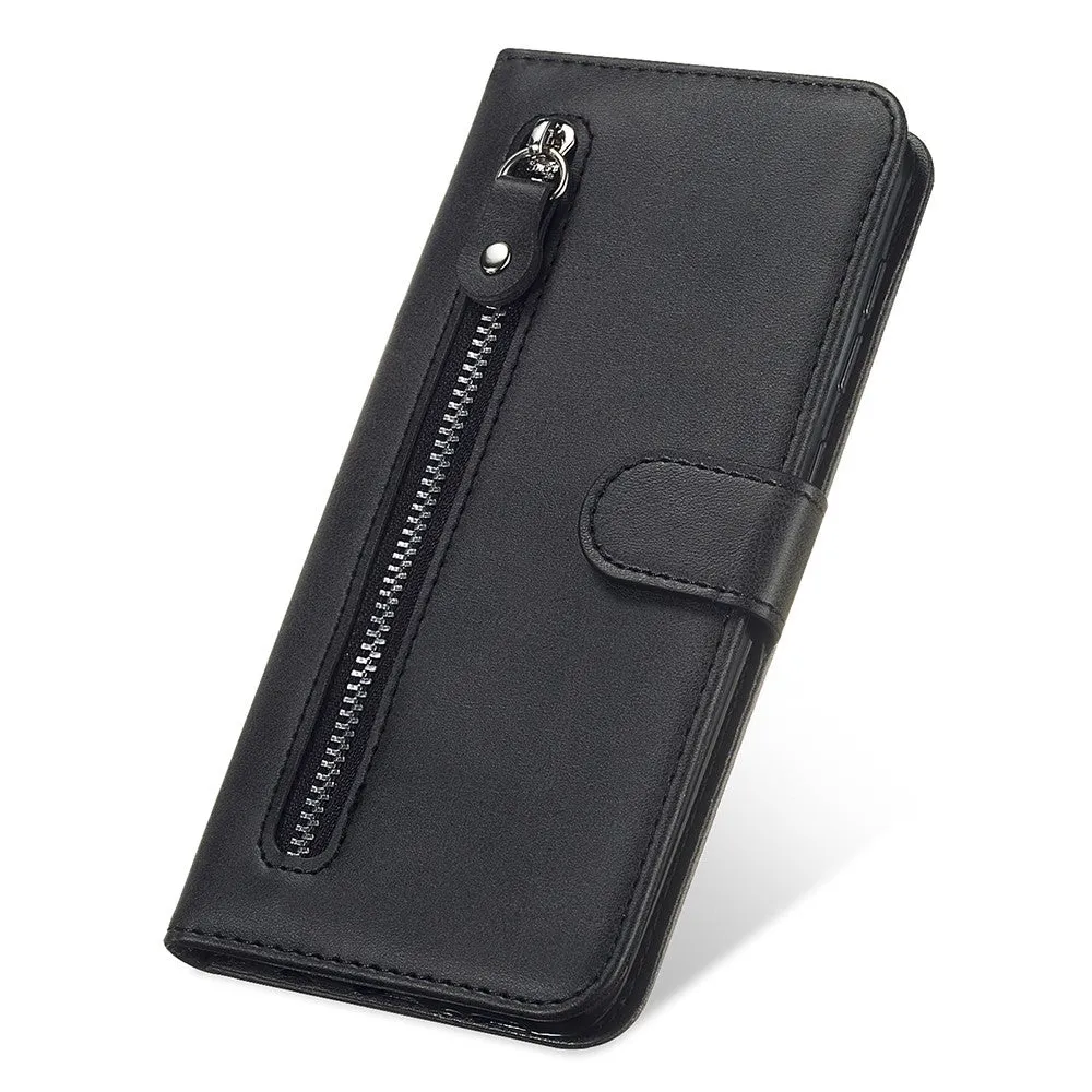 Samsung Galaxy A52s 5G / A52 (5G) Leather Case Flip Cover with Zipper - Black