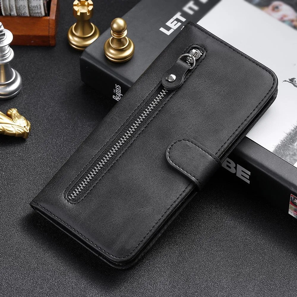 Samsung Galaxy A52s 5G / A52 (5G) Leather Case Flip Cover with Zipper - Black