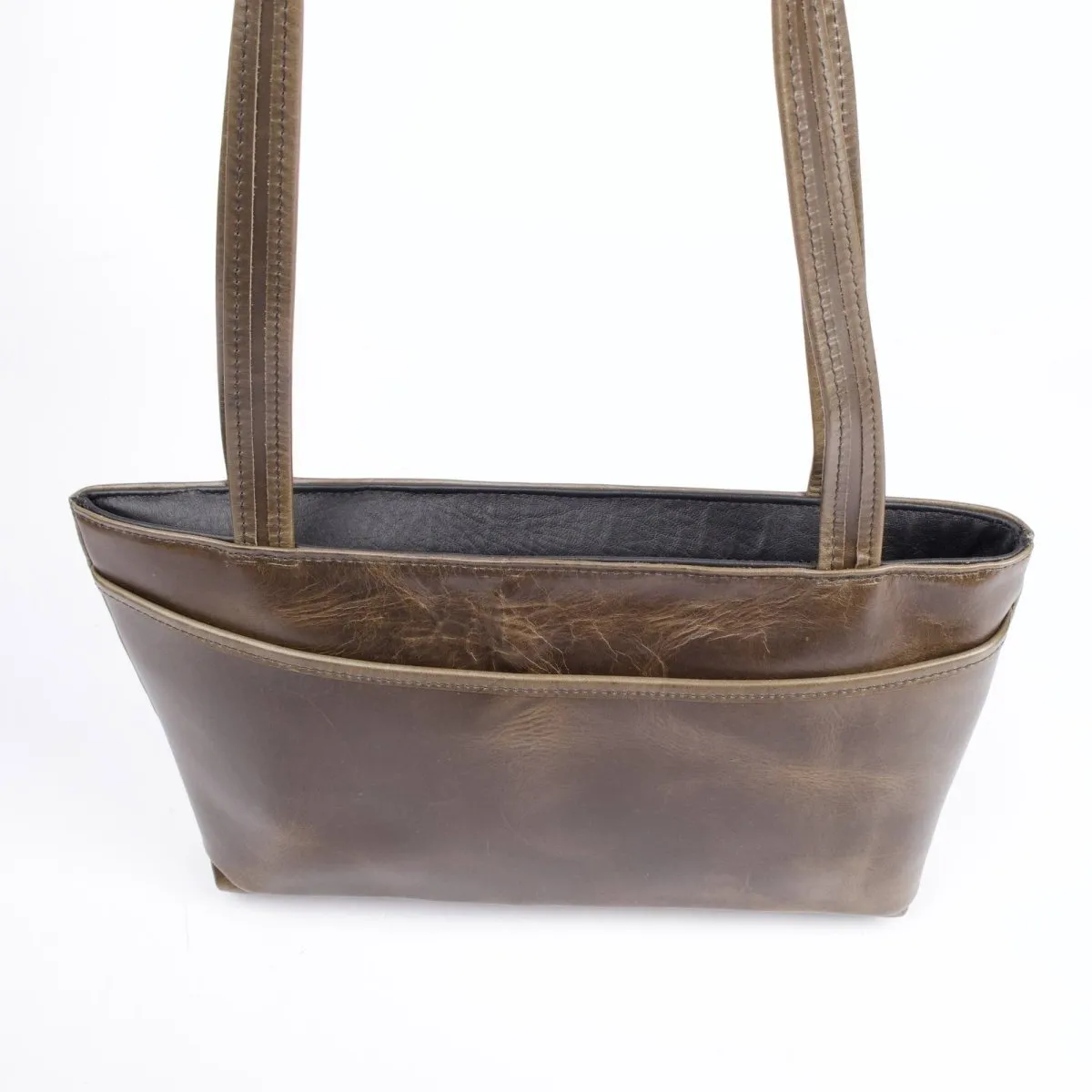 SECOND, Streamline Handbag, Napa Excel Leather in Lead